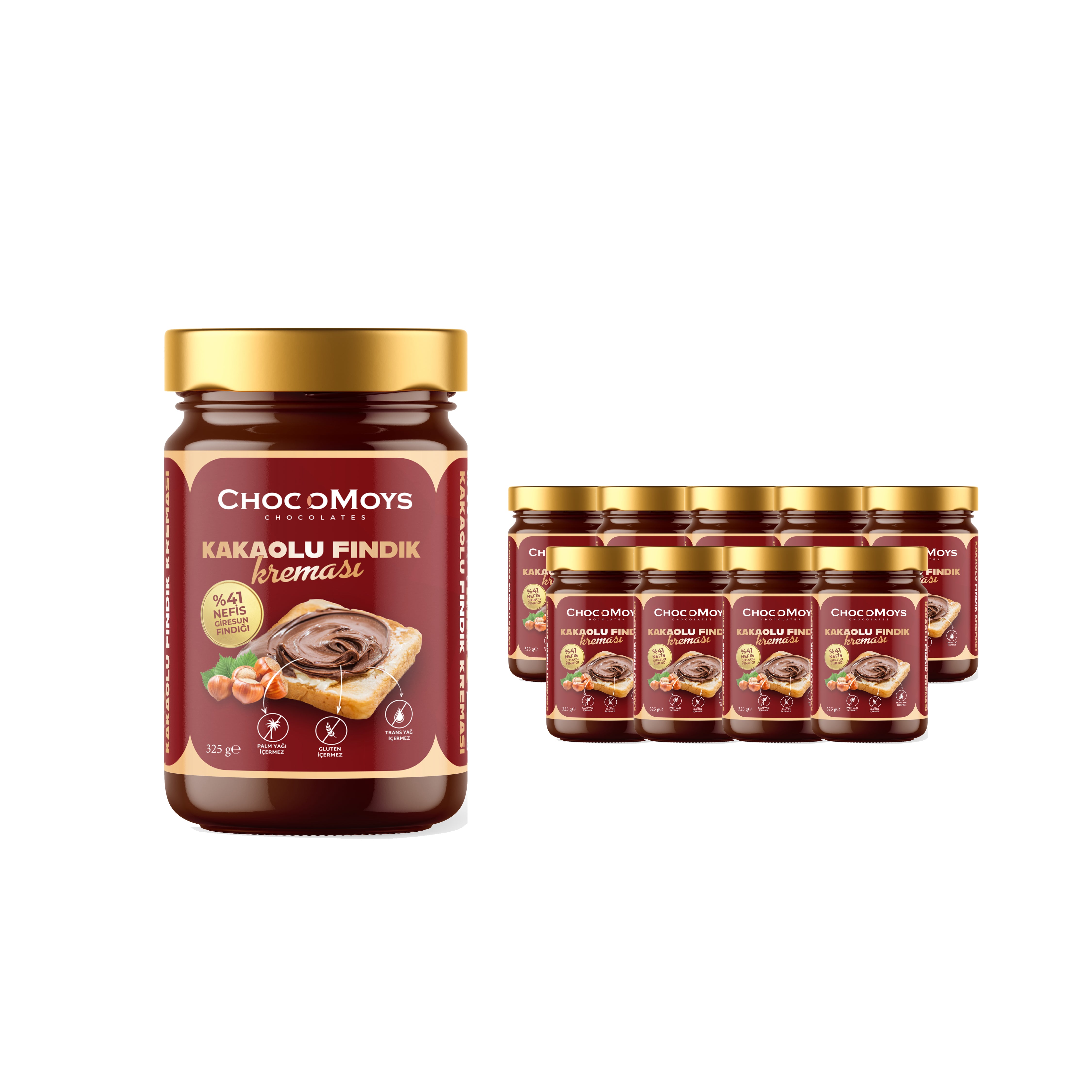 Kakaolu Fındık Kreması | %41 Fındık, 325gr | 10x Adet – ChocoMoys