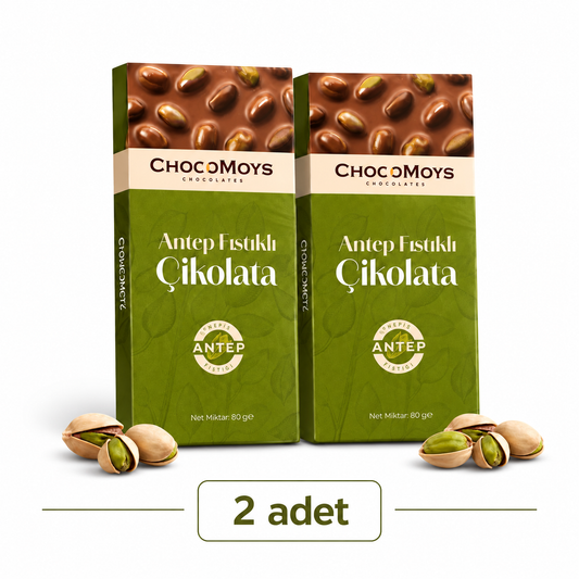 Antep Fıstıklı Tablet Çikolata – %40 Kakao, Gerçek Antep Fıstıklı | 80 g