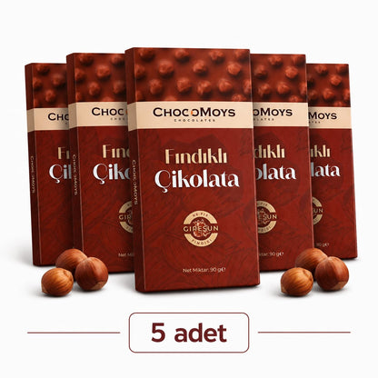 Fındıklı Tablet Çikolata (5 Adet) – %40 Kakao, Giresun Fındıklı | 5 × 90g