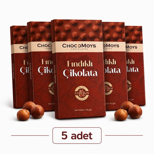 Fındıklı Tablet Çikolata (5 Adet) – %40 Kakao, Giresun Fındıklı | 5 × 90g