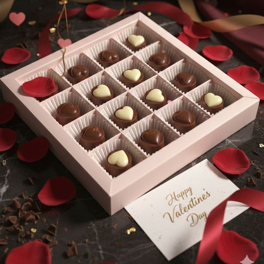 Sevgililer Günü’ne Özel – 16 Parça El Yapımı Çikolata Koleksiyonu & El Yapımı Kalpli Anahtarlık