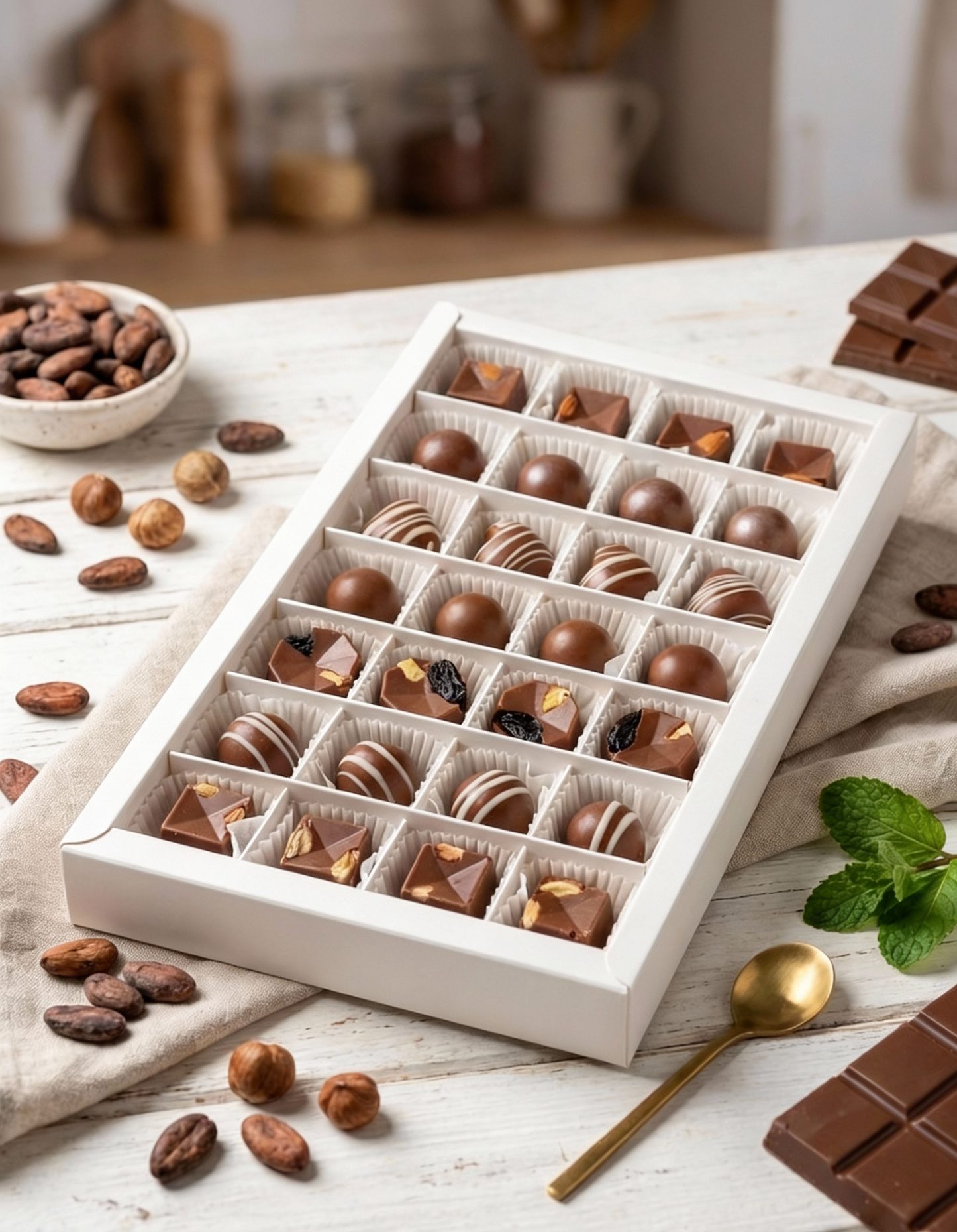 Premium El Yapımı Çikolata Kutusu - 28 Adet Özel Seçki