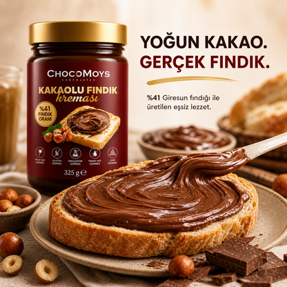 Kakaolu Fındık Kreması – %41 Giresun Fındıklı, Katkısız & Yoğun Lezzet | 325g Yerli Üretim